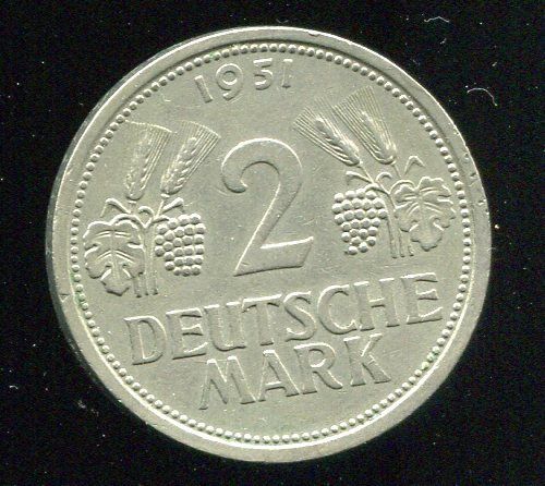 2 DEUTSCHE MARK 1951 F 120713887920