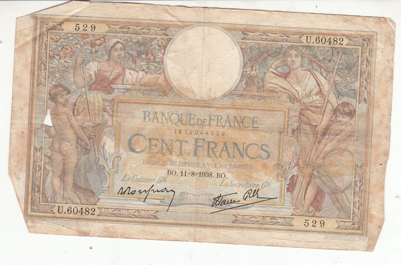 BILLET FRANCE 100 FRANCS MERSON 11 8 1938 BO 401293282970