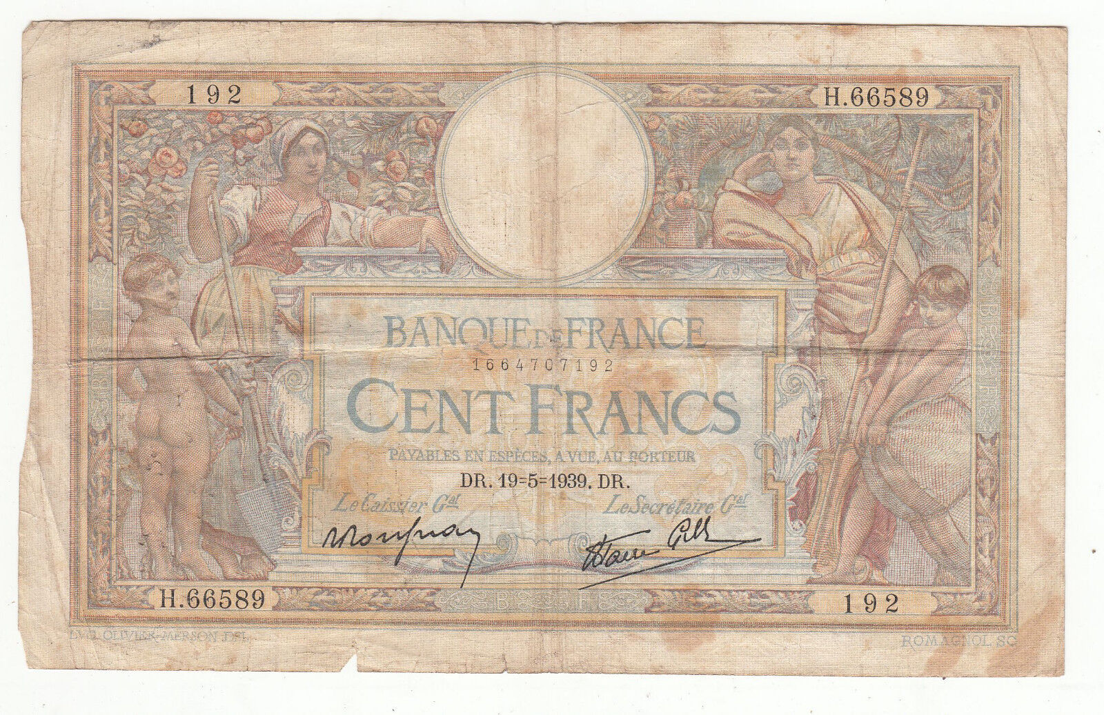 BILLET FRANCE 100 FRANCS MERSON 16 5 1939 DR 401286786490