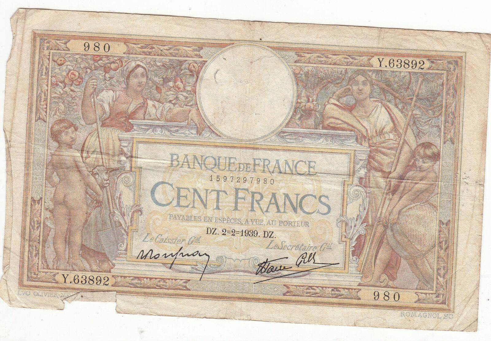 BILLET FRANCE 100 FRANCS MERSON 2 2 1939 DZ 122386847050