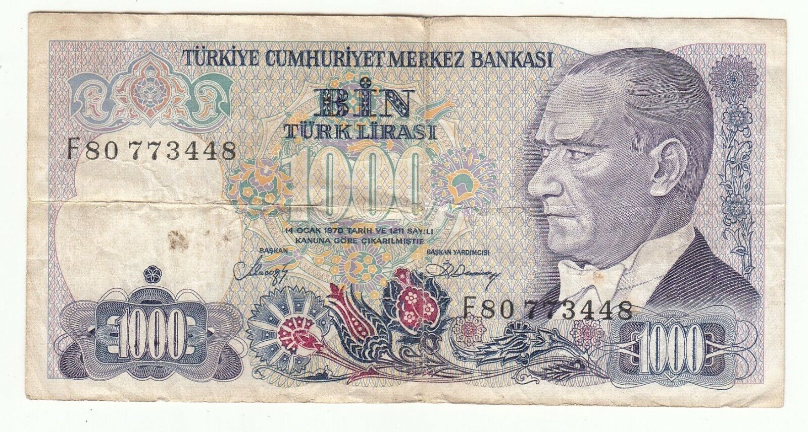 BILLETS TURQUIE 1000 LIRA 401788310080