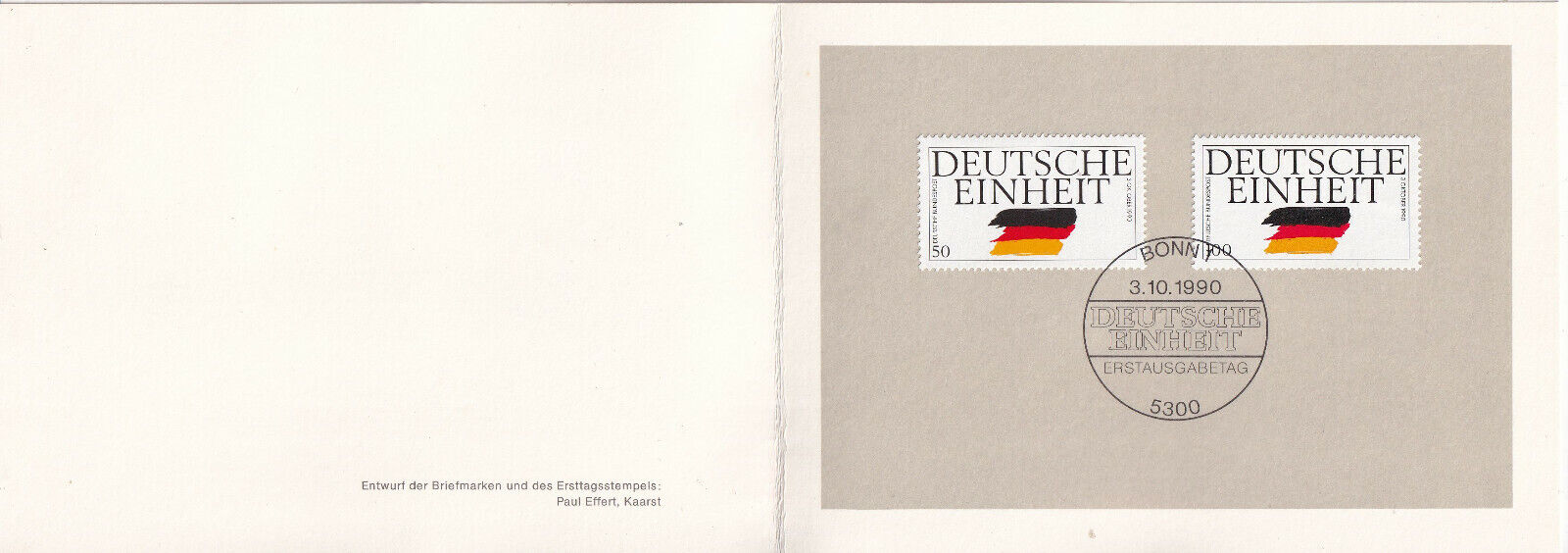 CARTE DEPLIANTE TIMBRE FDC ALLEMAGNE N 1309 1310 REUNIFICATION ALLEMAGNE 125231361110