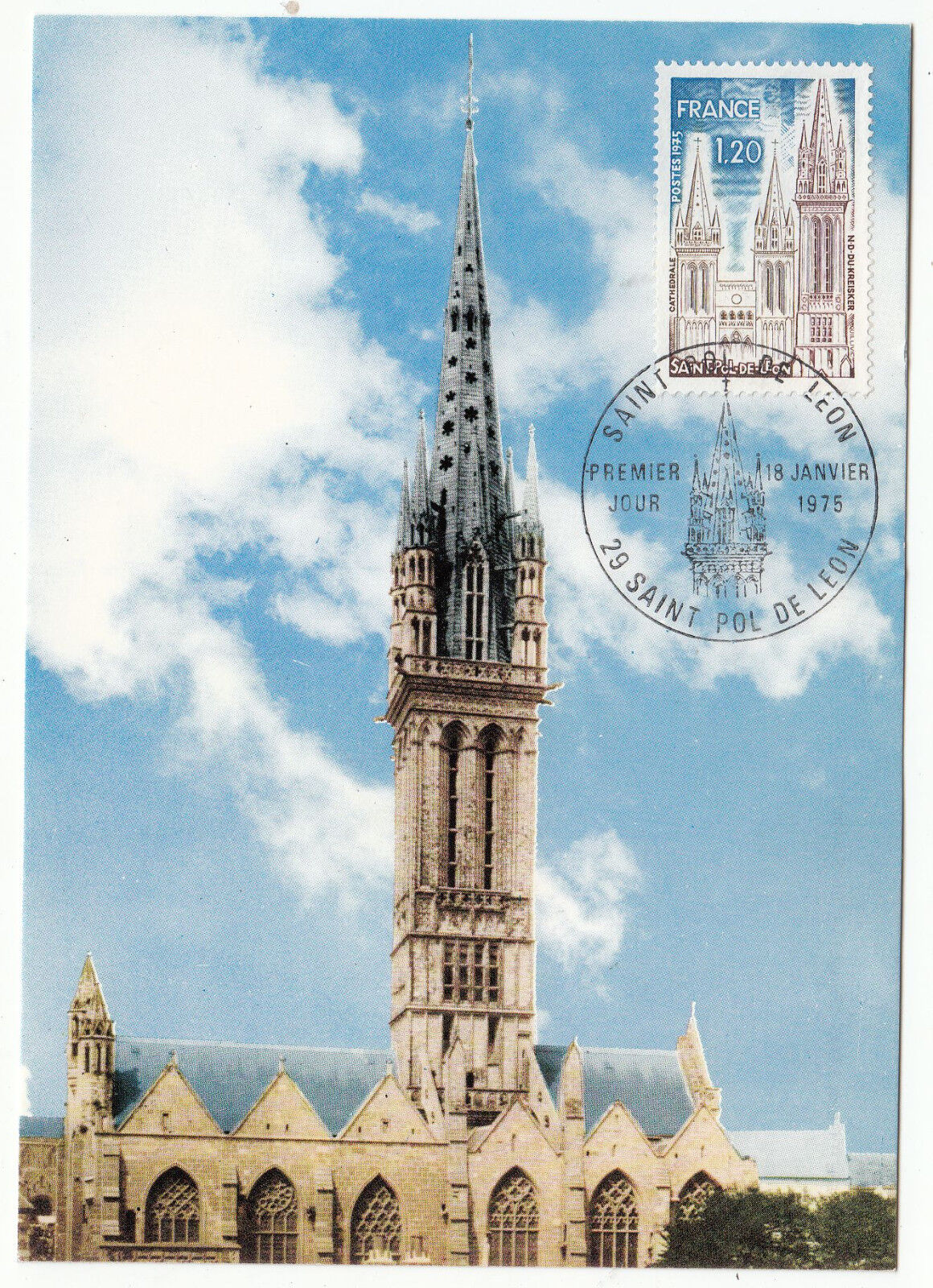 CARTE MAXIMUM FDC 1975 TIMBRE N 1808 SAINT PAUL DE LEON 122814726630