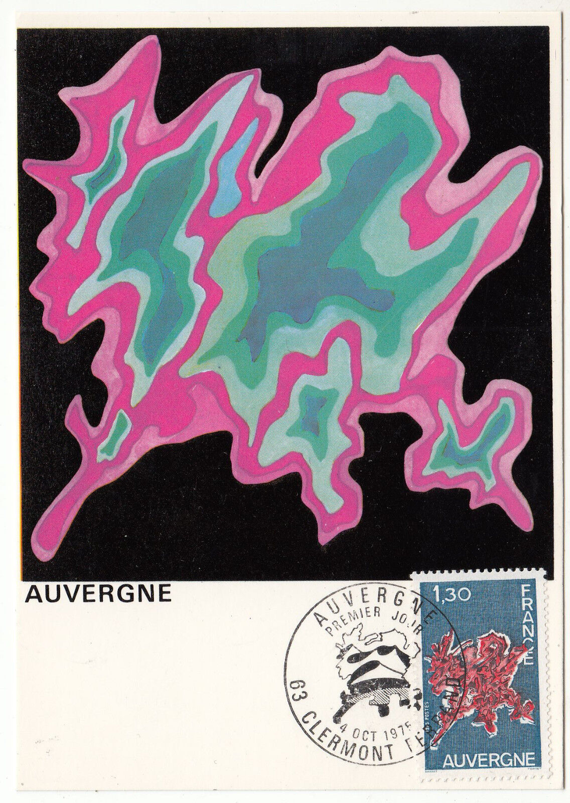 CARTE MAXIMUM FDC 1975 TIMBRE N 1850 REGION AUVERGNE 401431623960