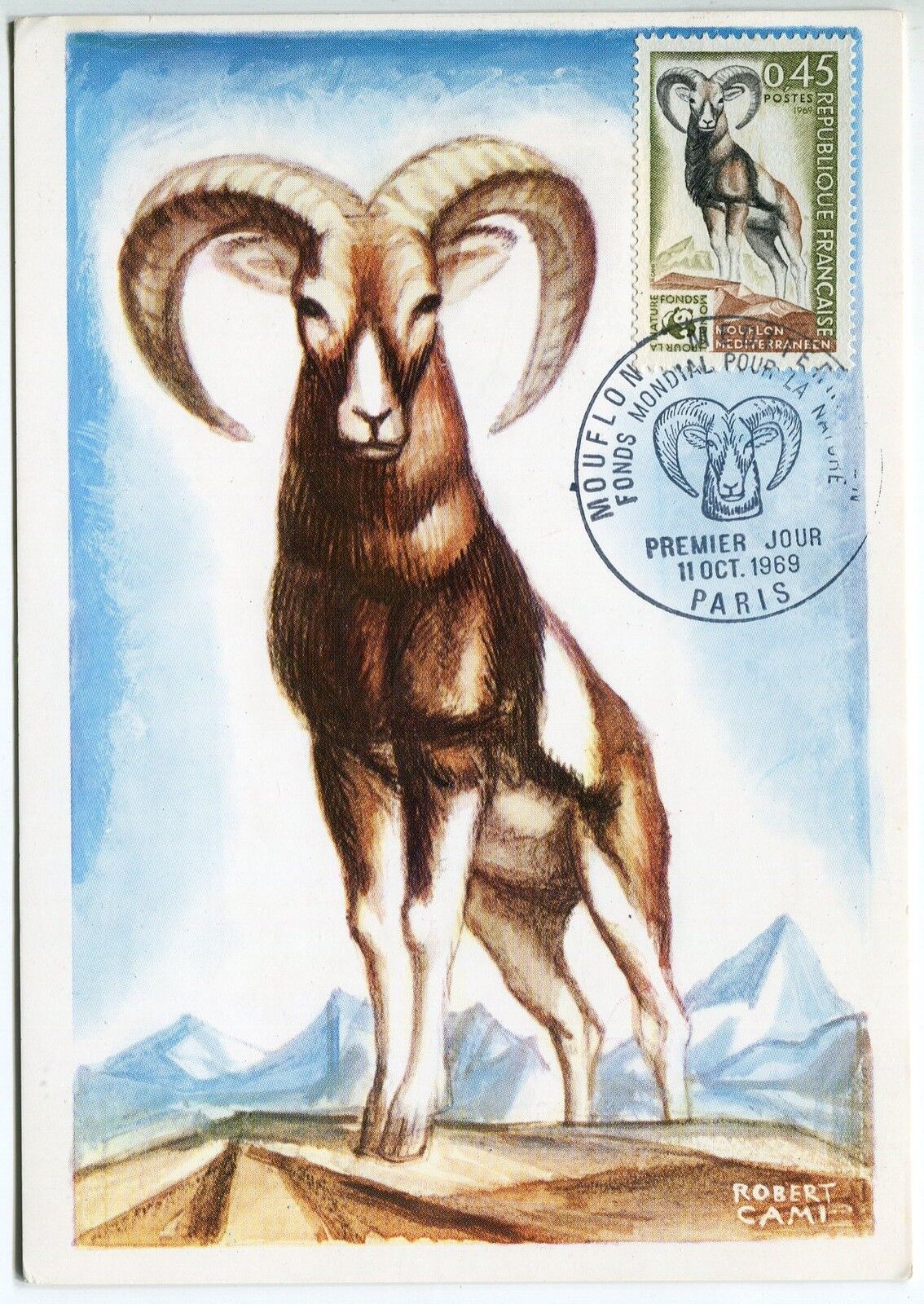 CARTE MAXIMUM MOUFLON 1969 PARIS ILLUSTRATEUR ROBERT CAMI 121377133530