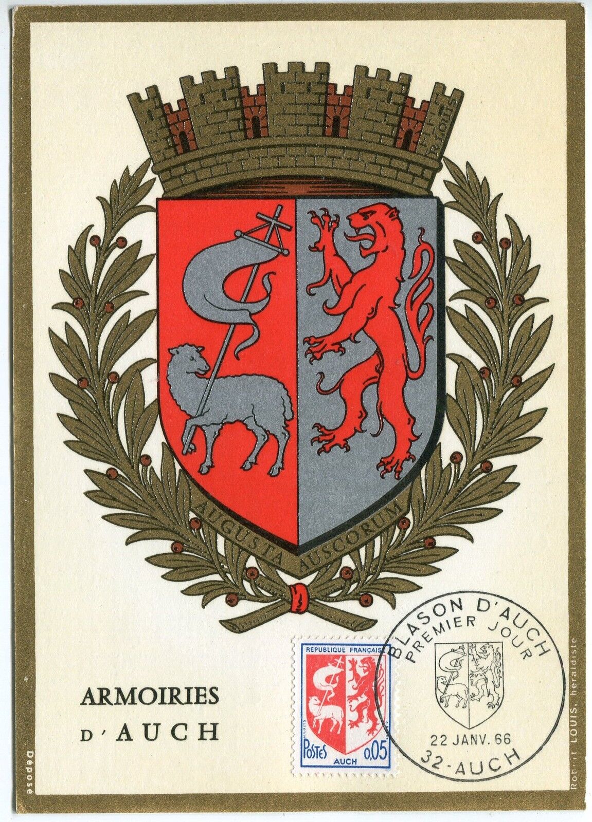 CARTE PHILATELIQUE BLASON AUCH 1966 400752971260