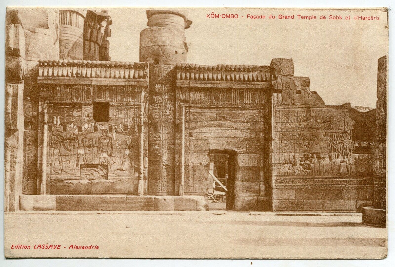 CARTE POSTALE ALEXANDRIE KOM OMBO FACADE DU GRAND TEMPLE DE SOBK ET D HAROERIS 121523430660