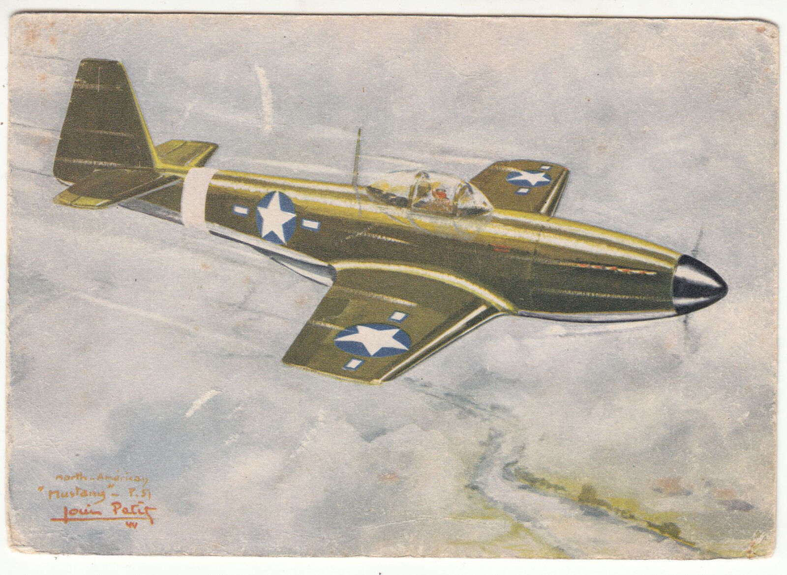 CARTE POSTALE AVION MUSTANG NORTH AMERICAN P51 ILLUSTRATEUR LOUIS PETIT 401618270370