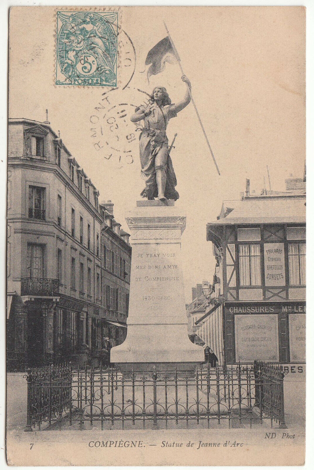 CARTE POSTALE COMPIEGNE STATUE DE JEANNE D ARC 401960636230