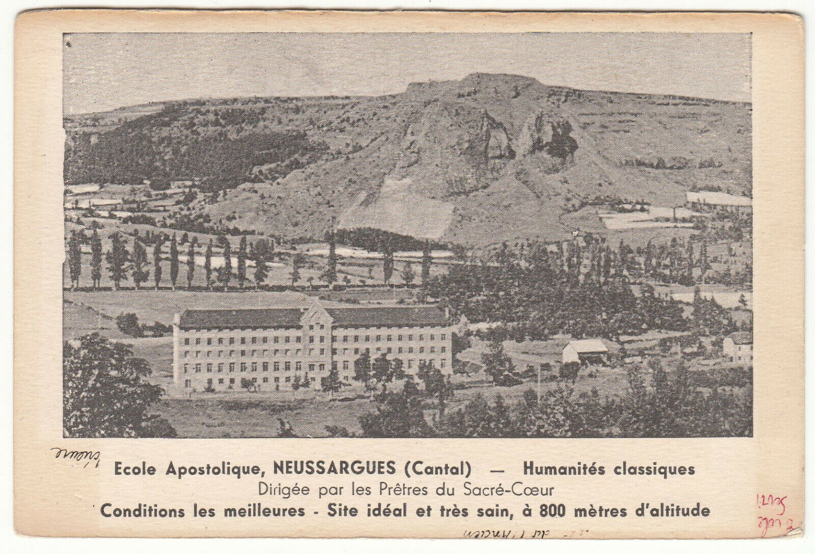 CARTE POSTALE ECOLE APOSTOLIQUE NEUSSARGUES CANTAL HUMANITES CLASSIQUES 401890133440