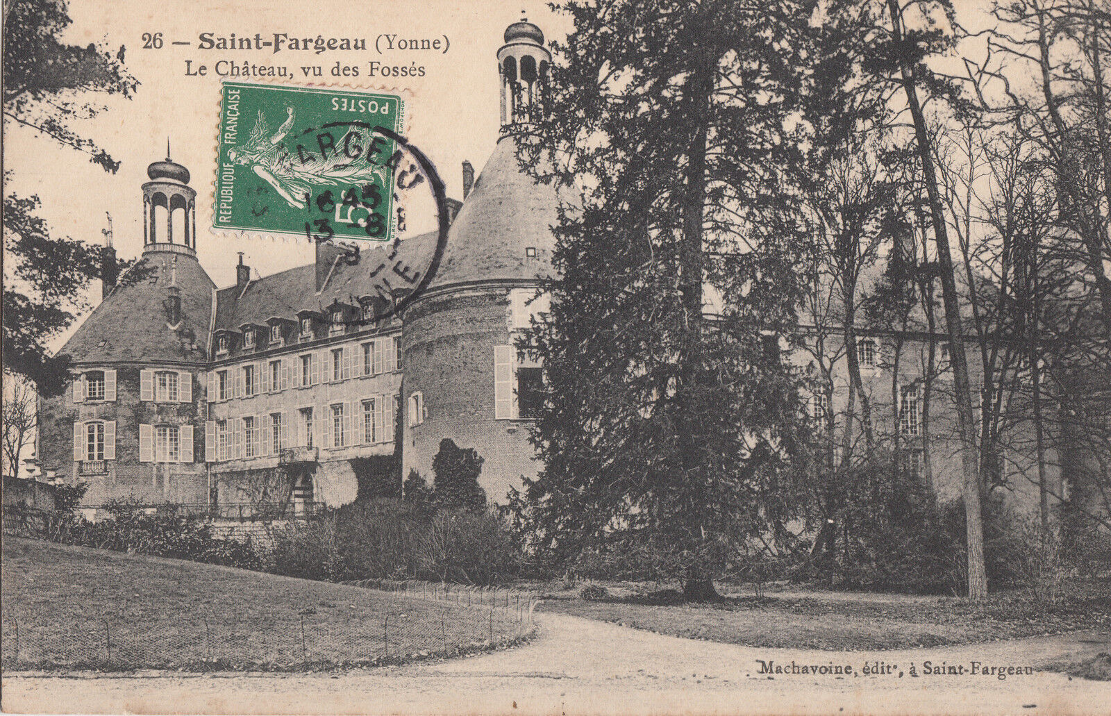 CARTE POSTALE FANTAISIE SAINT FARGEAU YONNE CHATEAU FOSSES 121004480650