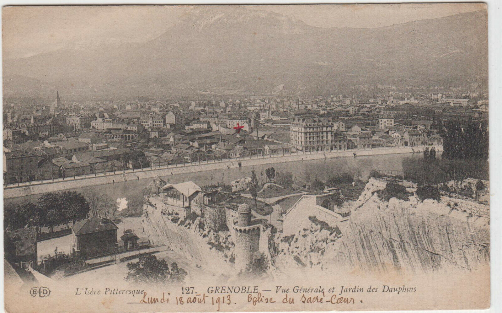 CARTE POSTALE GRENOBLE VUE GENERALE ET JARDIN DES DAUPHINS 123935856710