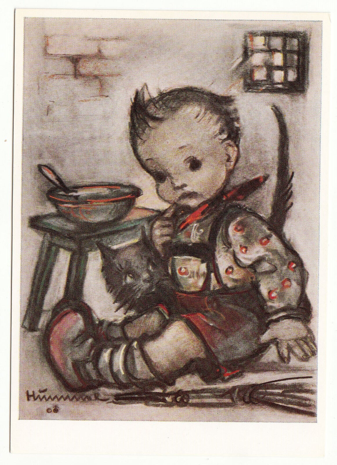 CARTE POSTALE ILLUSTRATEUR HUMMEL N° 14646 ARREST ENFANT CHAT