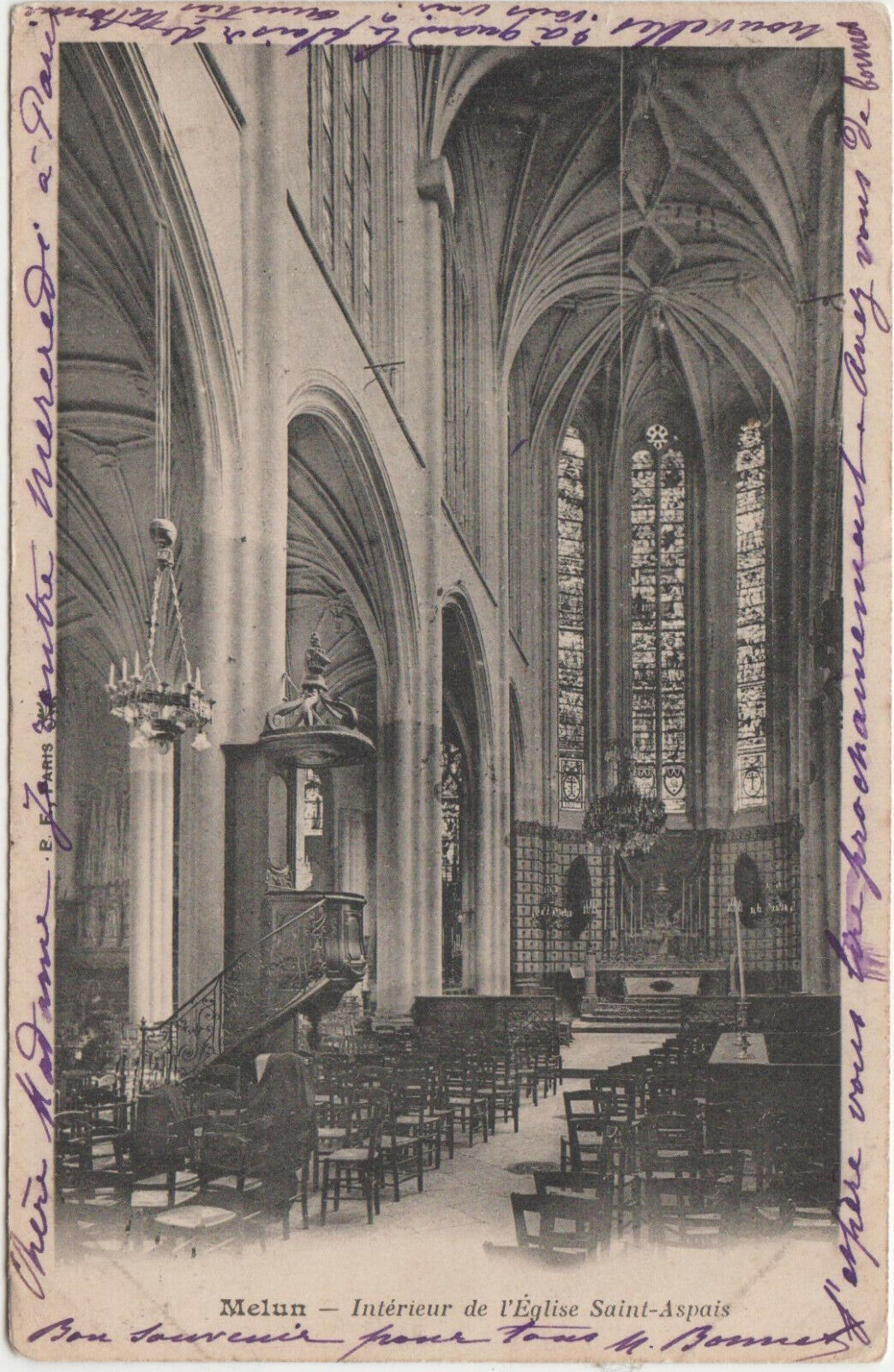 CARTE POSTALE MELUN INTERIEUR DE L EGLISE SAINT ASPAIS 401897368200