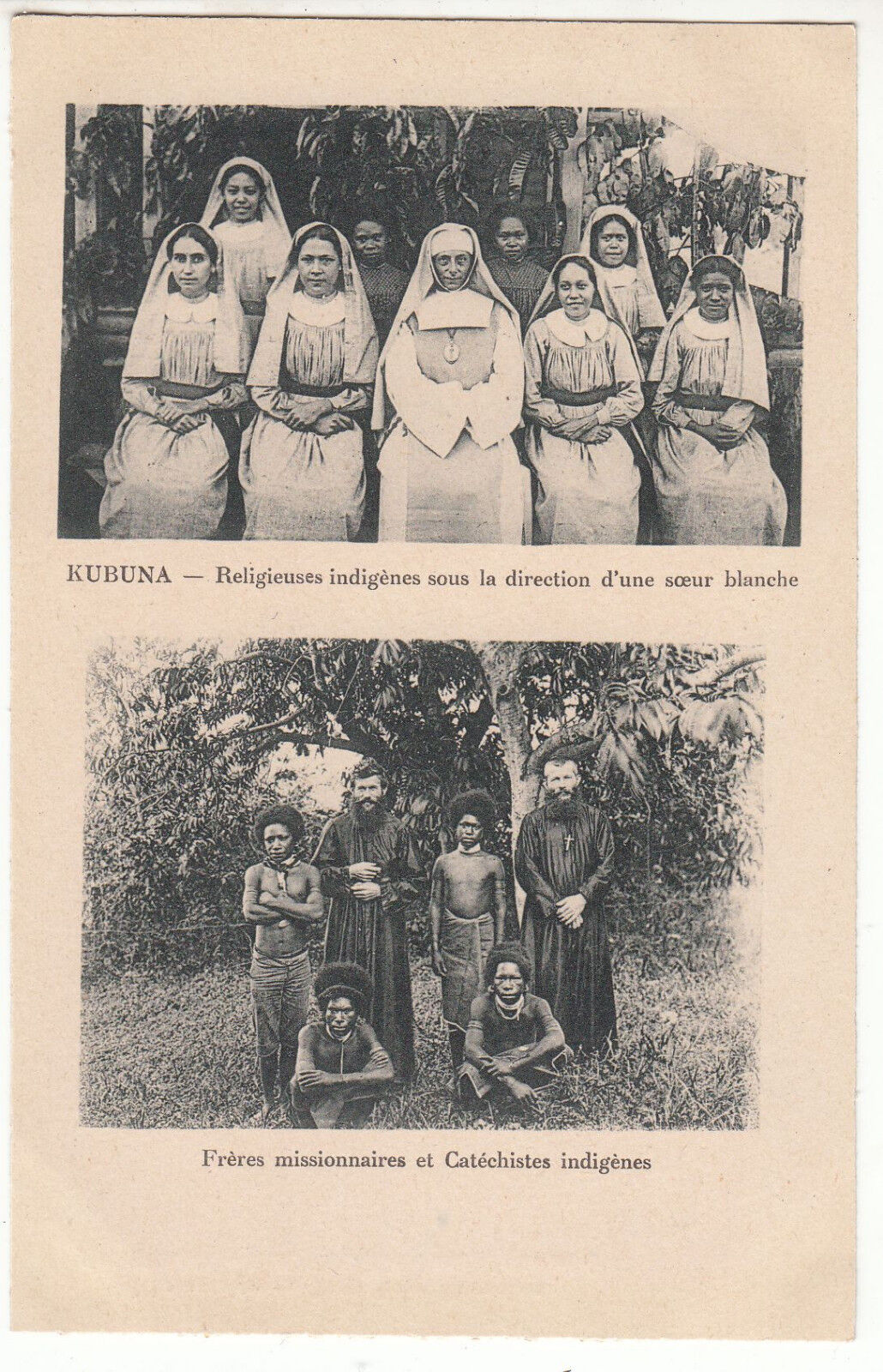 CARTE POSTALE PAPOUASIE KUBUNA RELIGIEUSE INDIGENES FRERES MISSIONNAIRES 401356826400