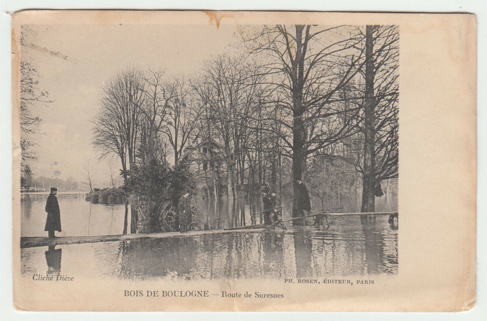 CARTE POSTALE PARIS BOIS DE BOULOGNE INNONDATIONS 1910 ROUTE DE SURESNES 402868903670