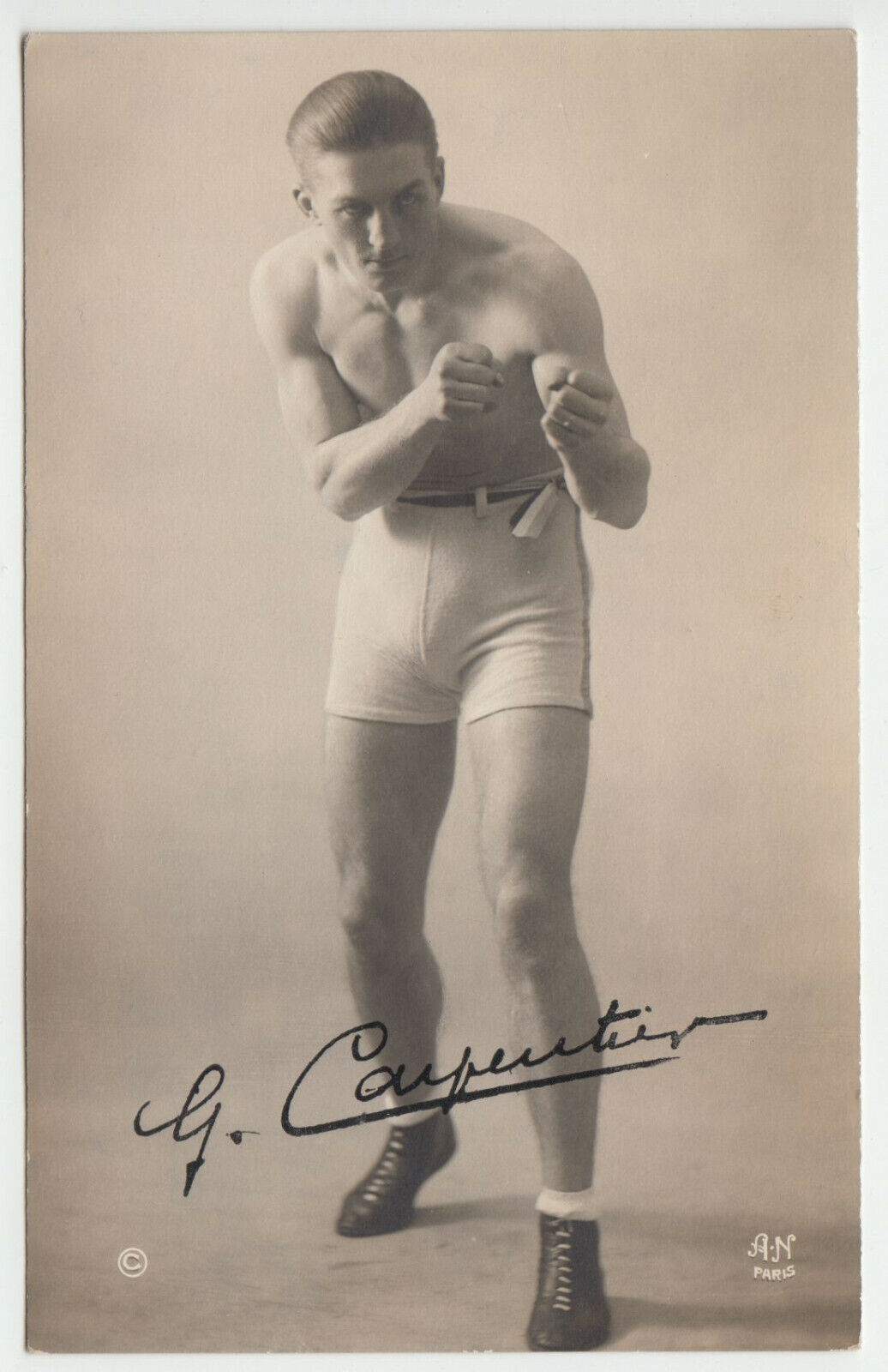 CARTE POSTALE PHOTO BOXER G CARPENTIER 124176485770