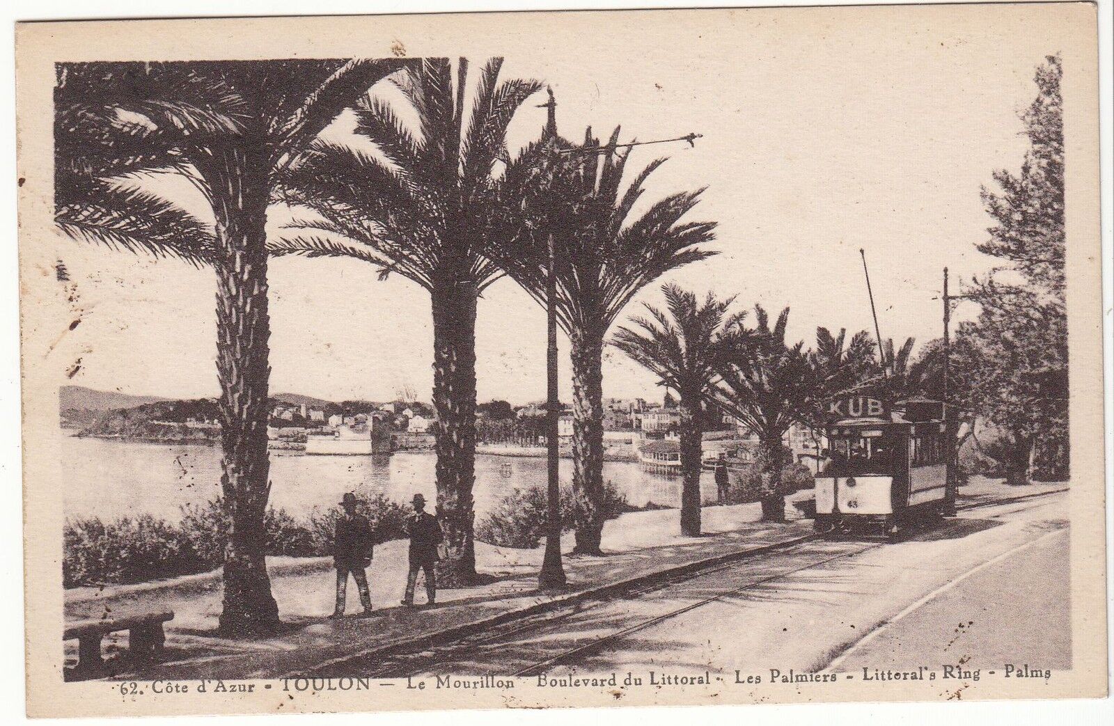 CARTE POSTALE TOULON LE MOURILLON BOULEVARD DU LITTORAL LES PALMIERS TRAMWAY 400960476750