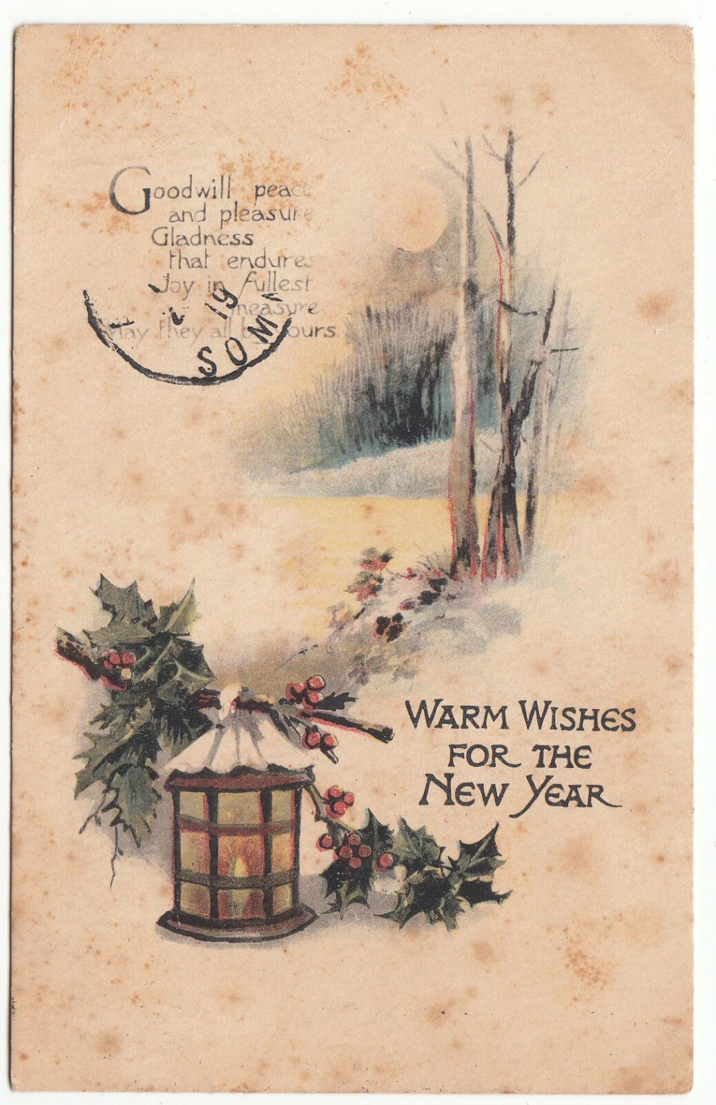 CARTE POSTALE TUCK S FANTAISIE WARM WISHES FOR THE NEW YEAR 401403560770