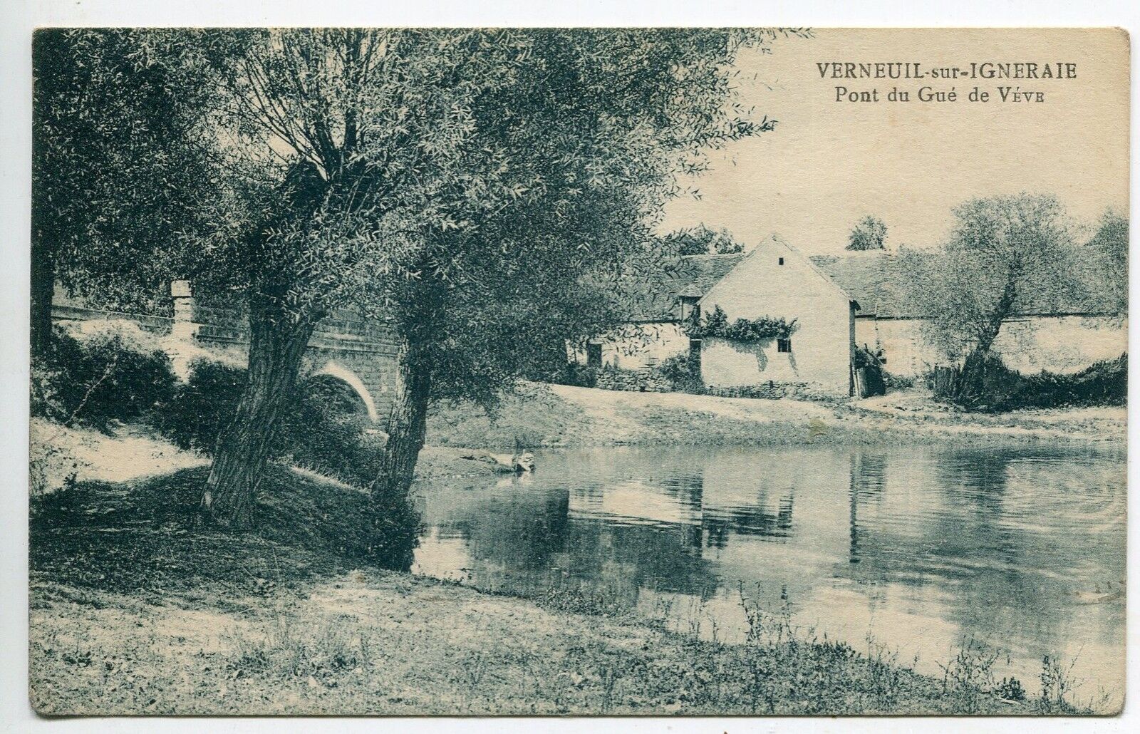 CARTE POSTALE VERNEUIL SUR IGNERAIE PONT DU GUE DE VEVE CACHET 121505143800