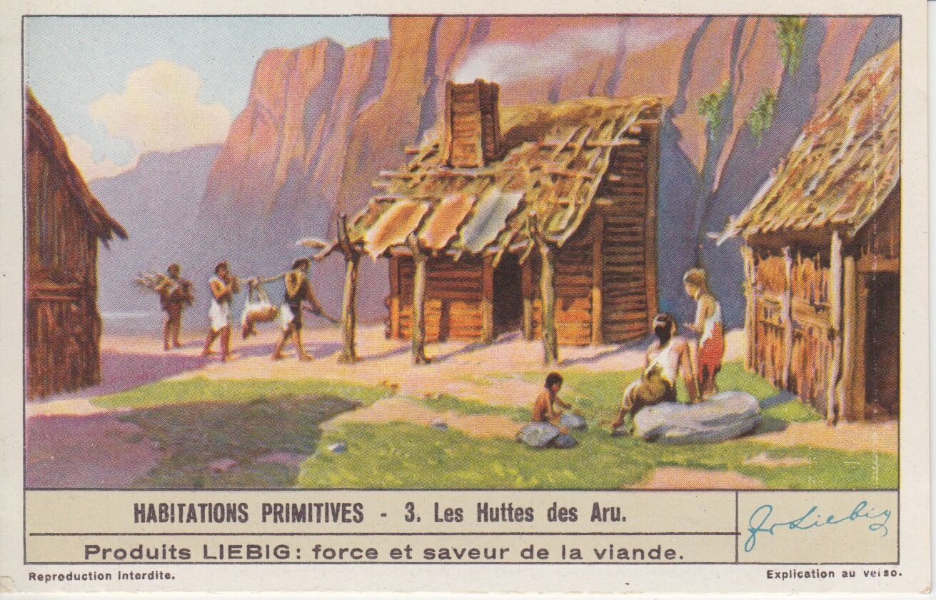 CHROMO LIEBIG HABITATIONS PRIMITIVES LES HUTTES DES ARU 400794215840