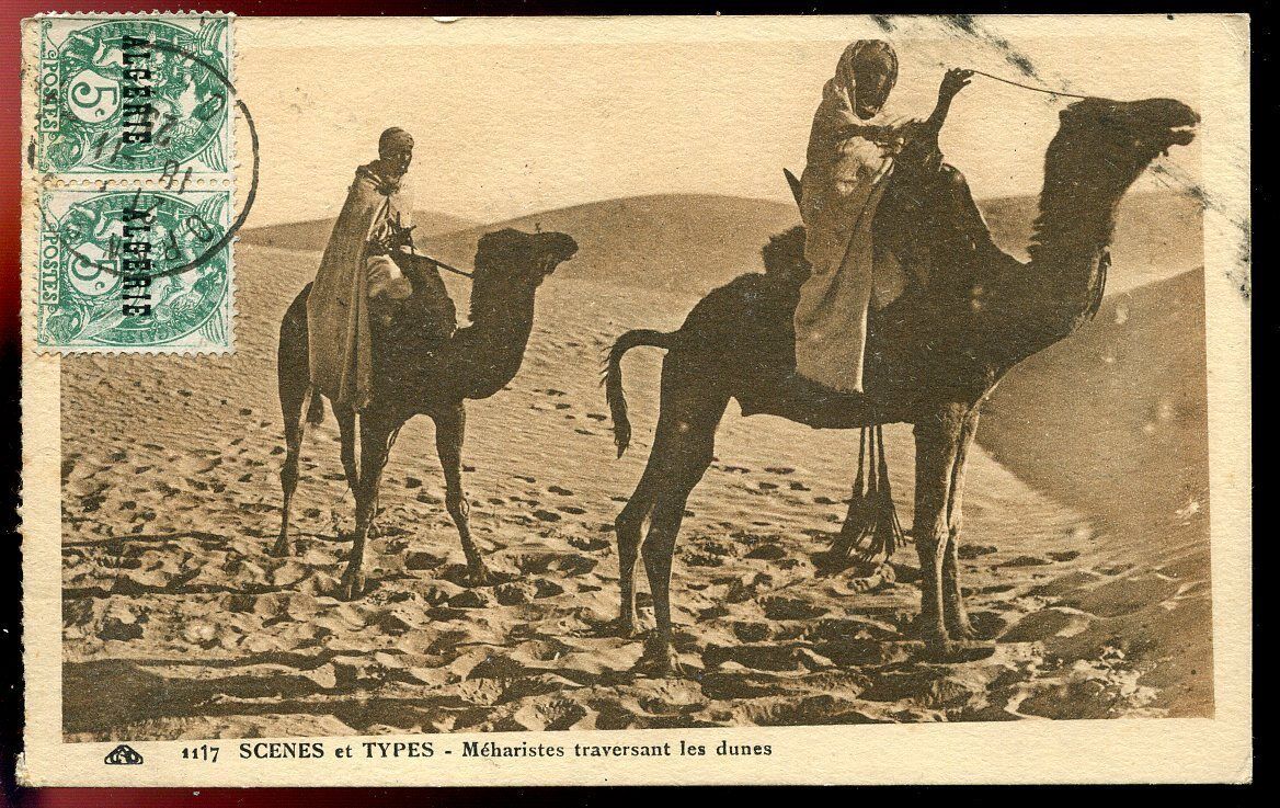 CPA SCENES ET TYPES MEHARISTES TRAVERSANT LES DUNES N 1117 AFRIQUE 120807246830