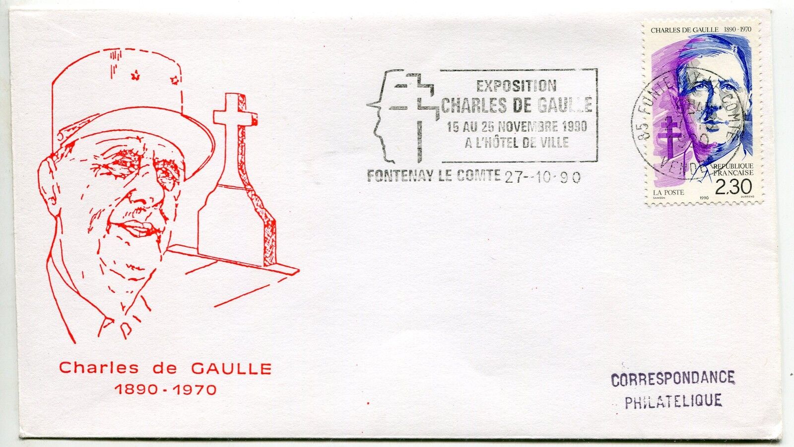 DOCUMENT PHILATELIQUE SUR L EXPOSITION GENERAL DE GAULLE A FONTENEY LE COMTE 400680272090