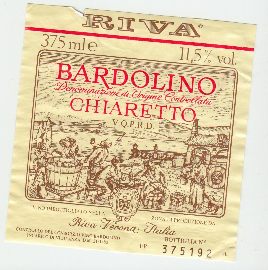 ETIQUETTE DE VIN BARDOLINO CHIARETTO RIVA VERONA ITALIE 402553003140