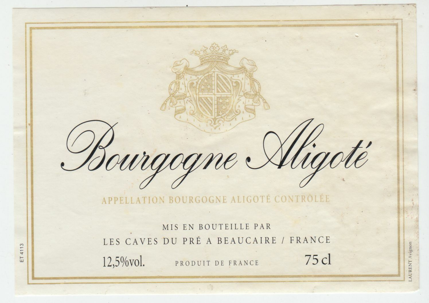 ETIQUETTE DE VIN BOURGOGNE ALIGOTE 124555697050