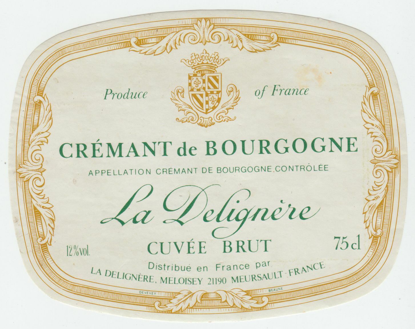 ETIQUETTE DE VIN BOURGOGNE CREMANT LA DELIGNERE MELOISEY 124555697080