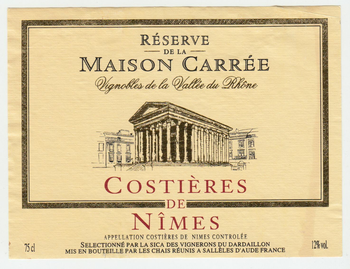 ETIQUETTE DE VIN COSTIERES DE NIMES MAISON CARREE 402582999390