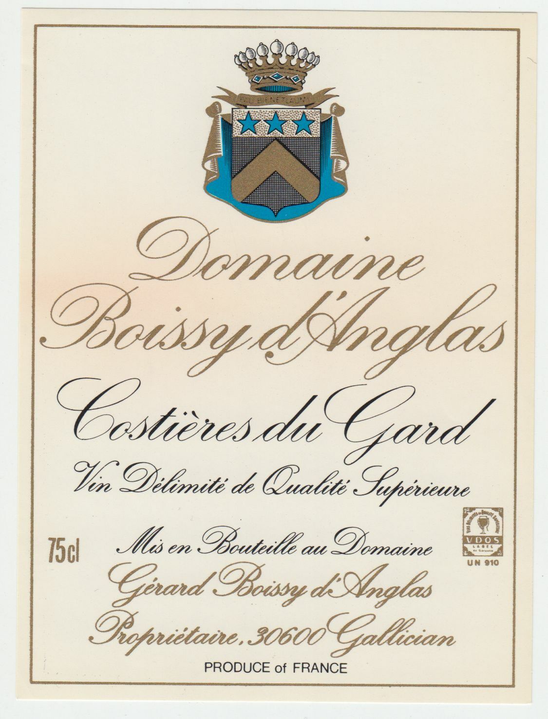 ETIQUETTE DE VIN COSTIERES DU GARD DOMAINE BOISY D ANGLAS 124539262570