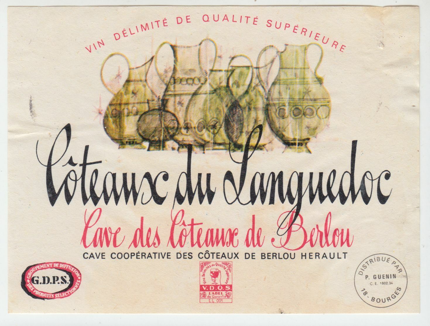 ETIQUETTE DE VIN COTEAUX DU LANGUEDOC BERLOU 124511871010