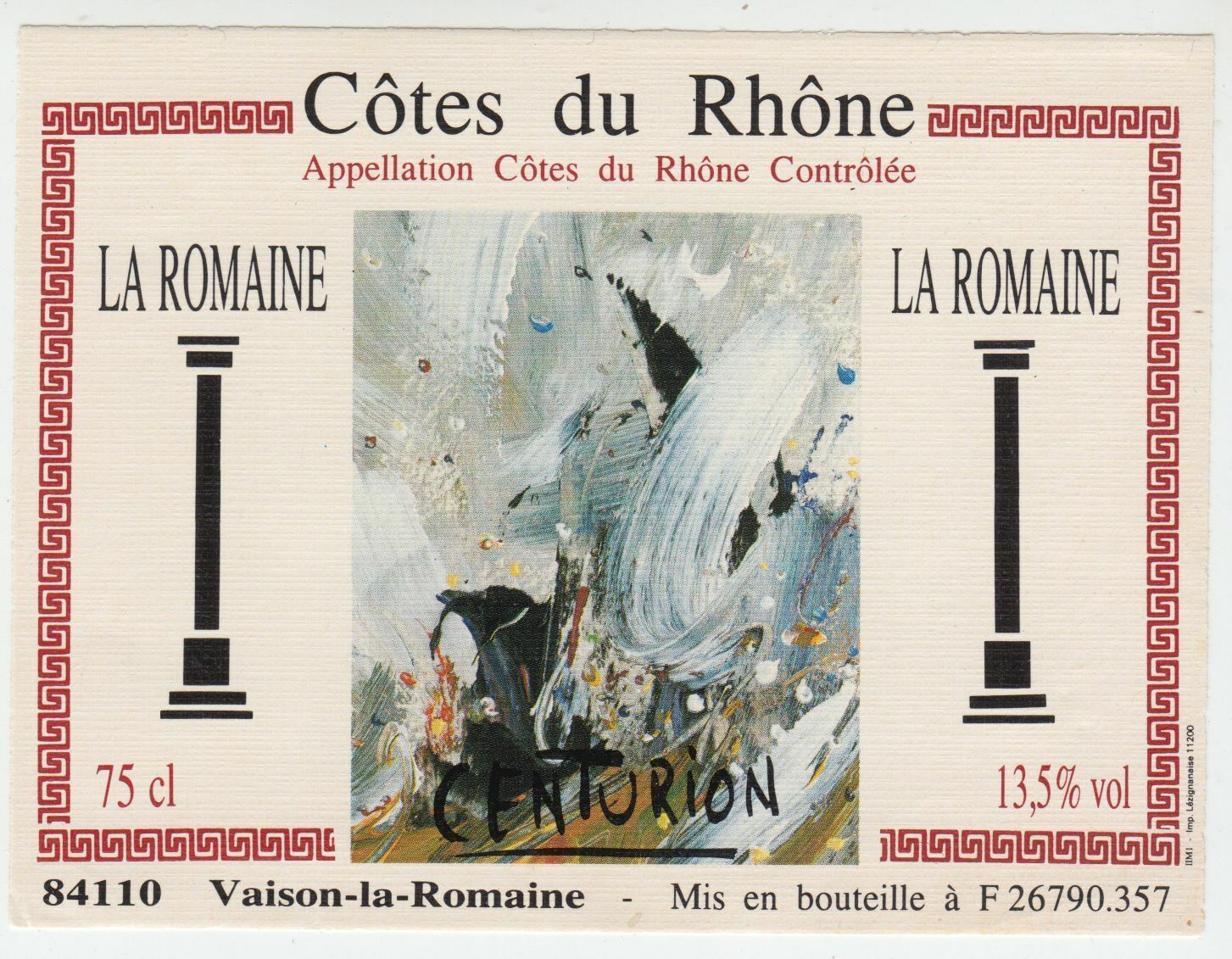 ETIQUETTE DE VIN COTES DU RHONE LA ROMAINE CENTURION 124552112040