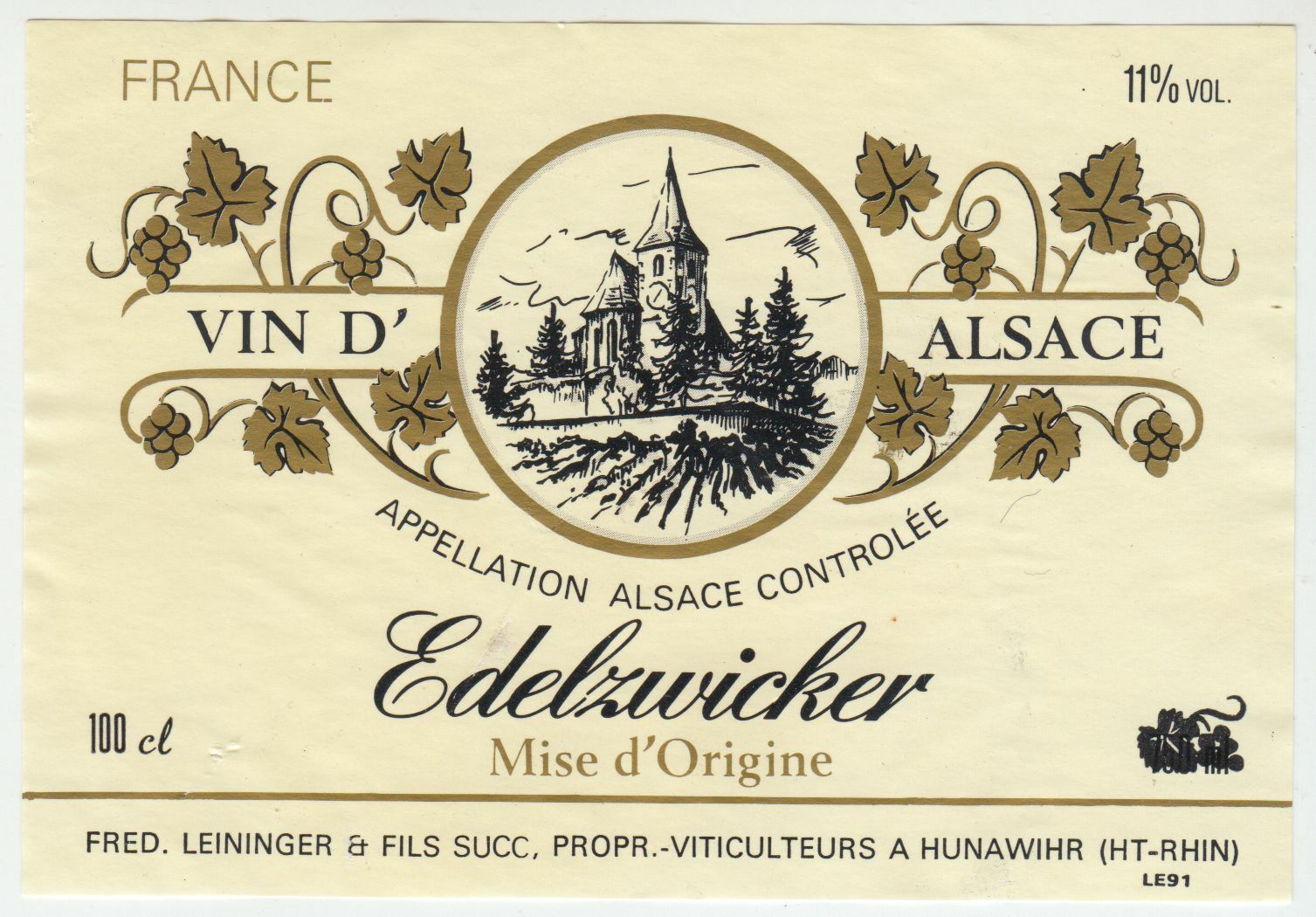 ETIQUETTE DE VIN D ALSACE EDELZWICKER FRED LEININGER 124511870250