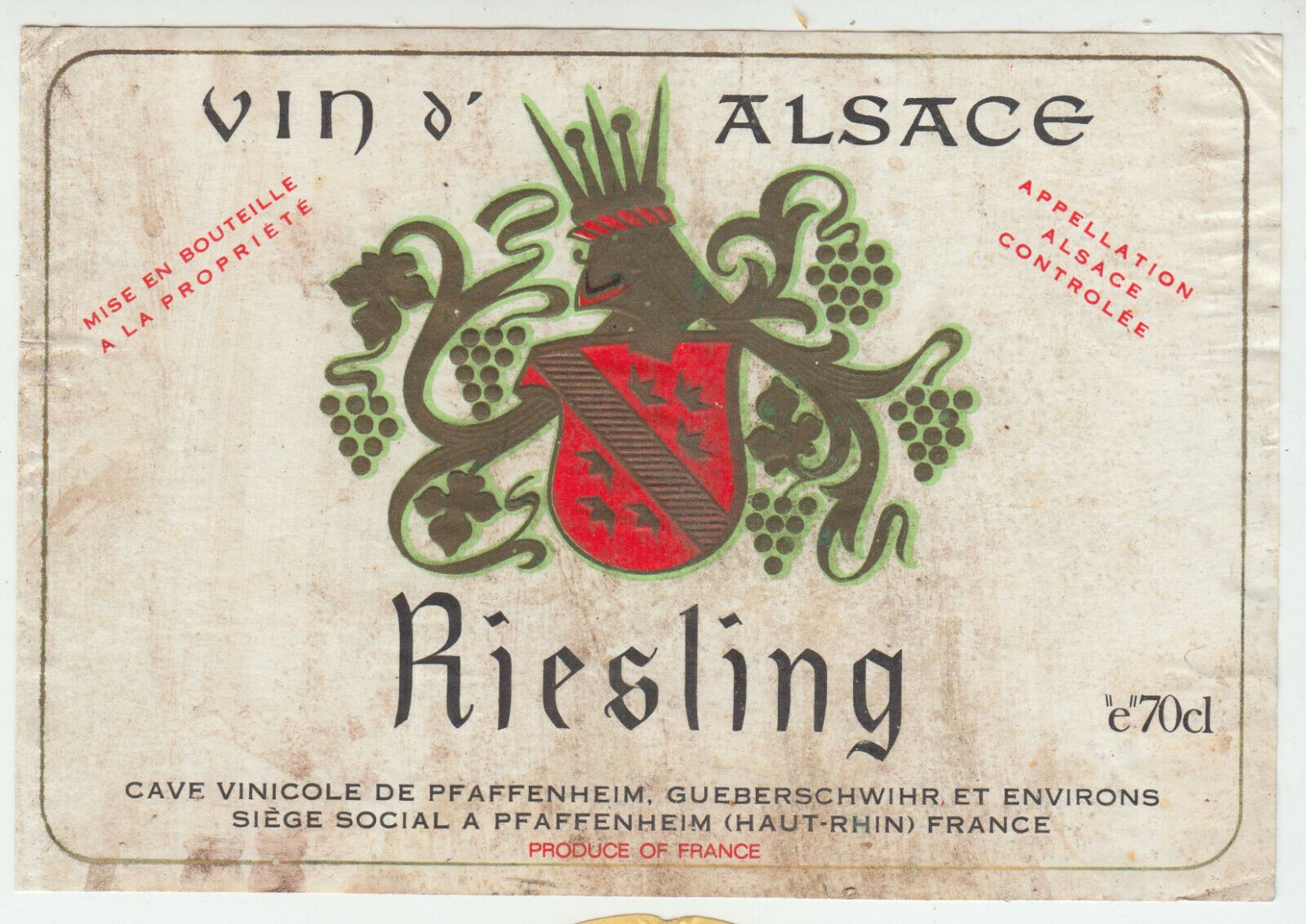 ETIQUETTE DE VIN D ALSACE RIESLING 402631696670