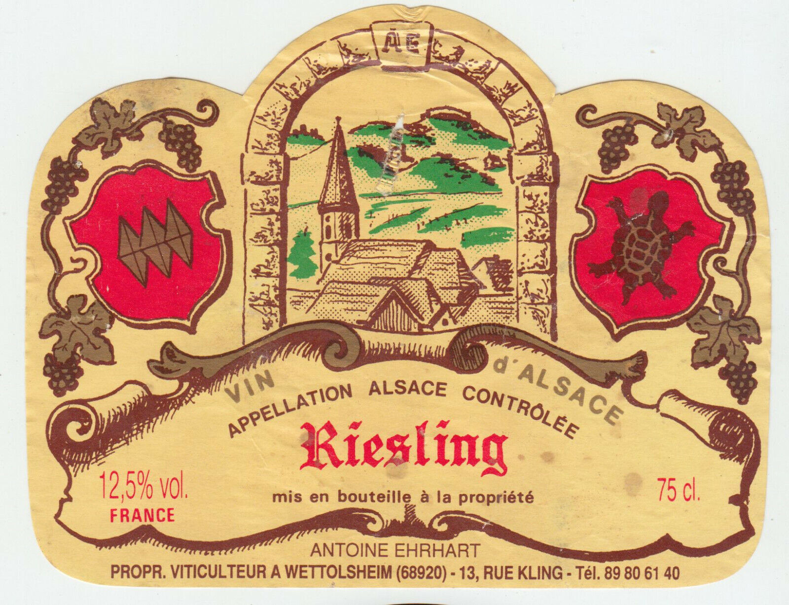 ETIQUETTE DE VIN D ALSACE RIESLING ANTOINE EHRHART 402631696660