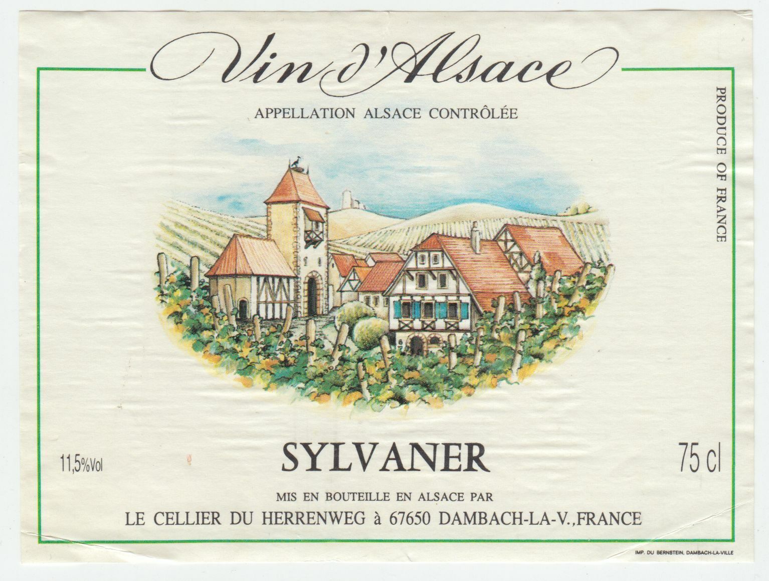 ETIQUETTE DE VIN D ALSACE SYLVANER 402631696680