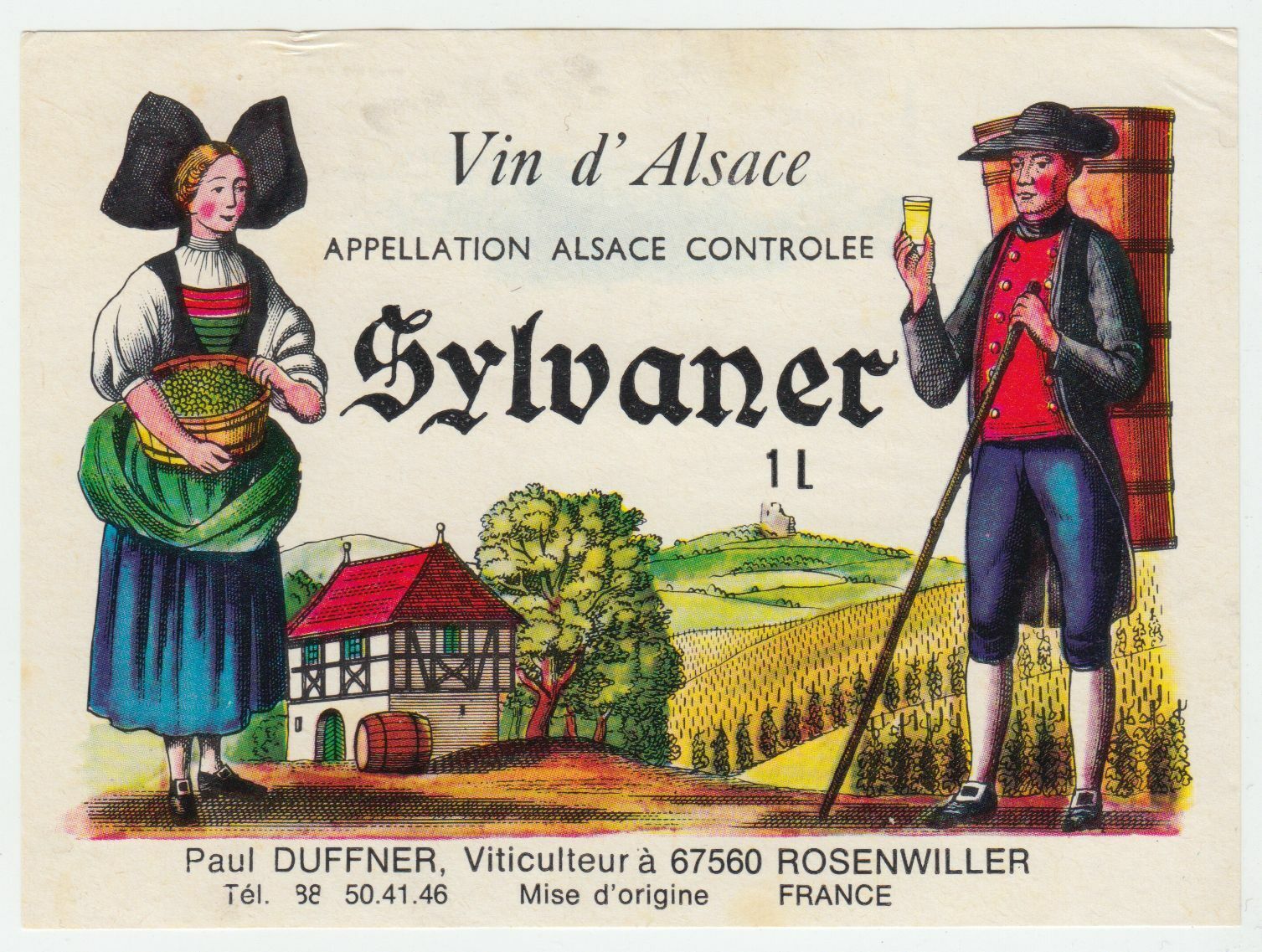 ETIQUETTE DE VIN D ALSACE SYLVANER FOLKLORE 124511869360