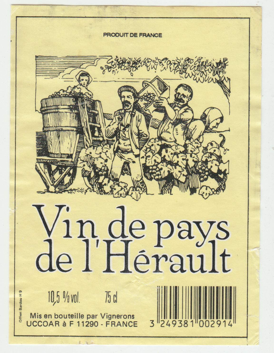 ETIQUETTE DE VIN DE PAYS DE L HERAULT LES VENDANGES 402690973580