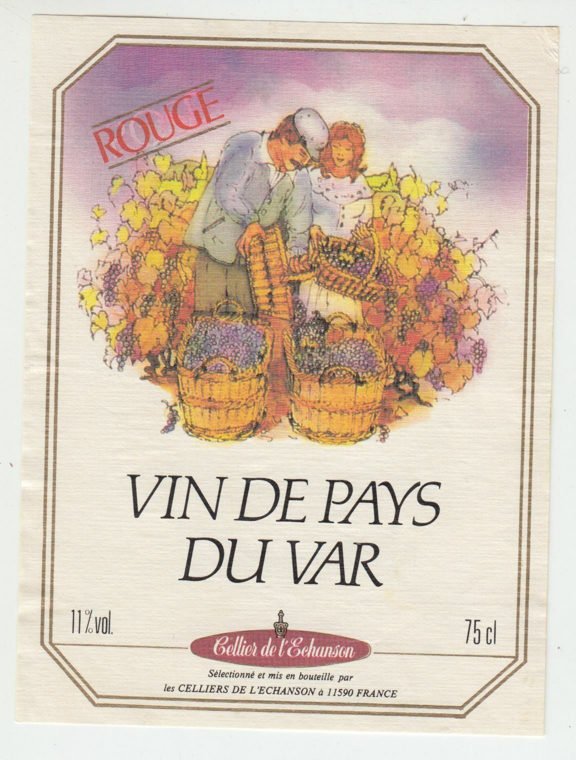 ETIQUETTE DE VIN DE PAYS DU VAR LES VENDANGES 124569409450