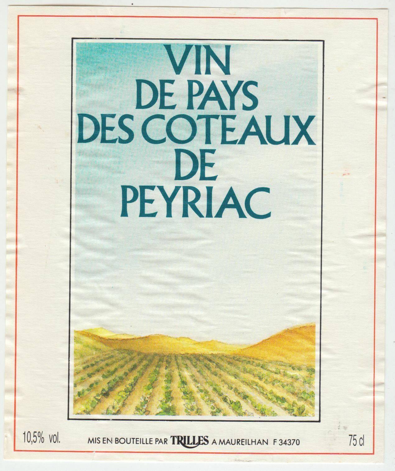 ETIQUETTE DE VIN DU PAYS DES COTEAUX DE PEYRIAC 124576538580