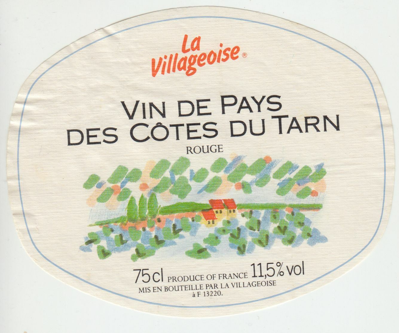 ETIQUETTE DE VIN DU PAYS DES COTES DU TARN LA VILLAGEOISE 402695573050