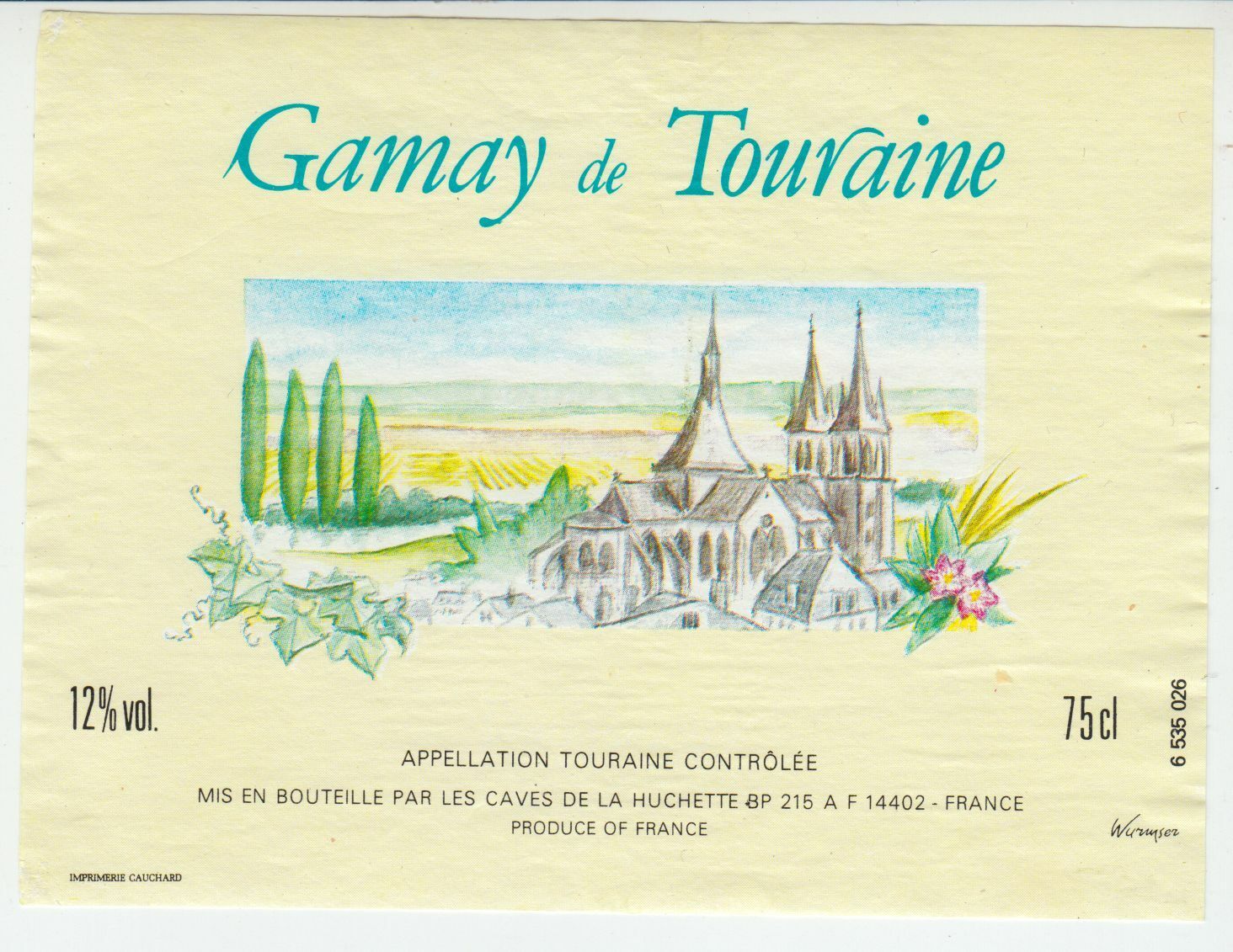 ETIQUETTE DE VIN GAMAY DE TOURAINE 124511870240