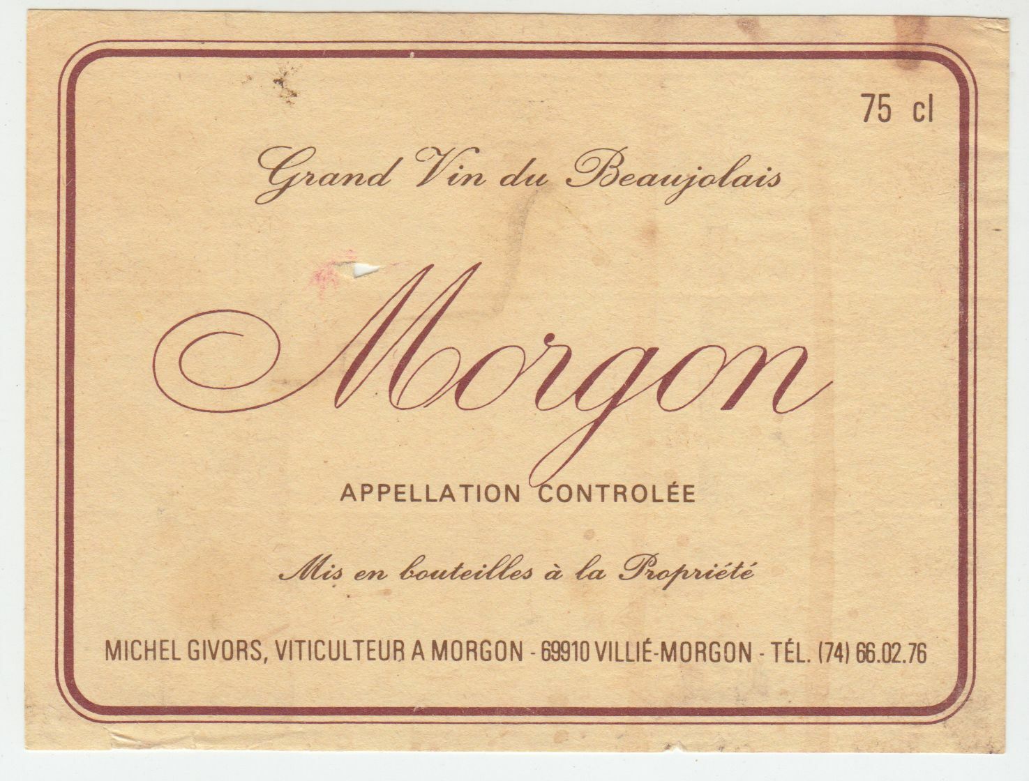 ETIQUETTE DE VIN MORGON GRAND VIN DU BEAUJOLAIS MICHEL GIVORS 402673357260