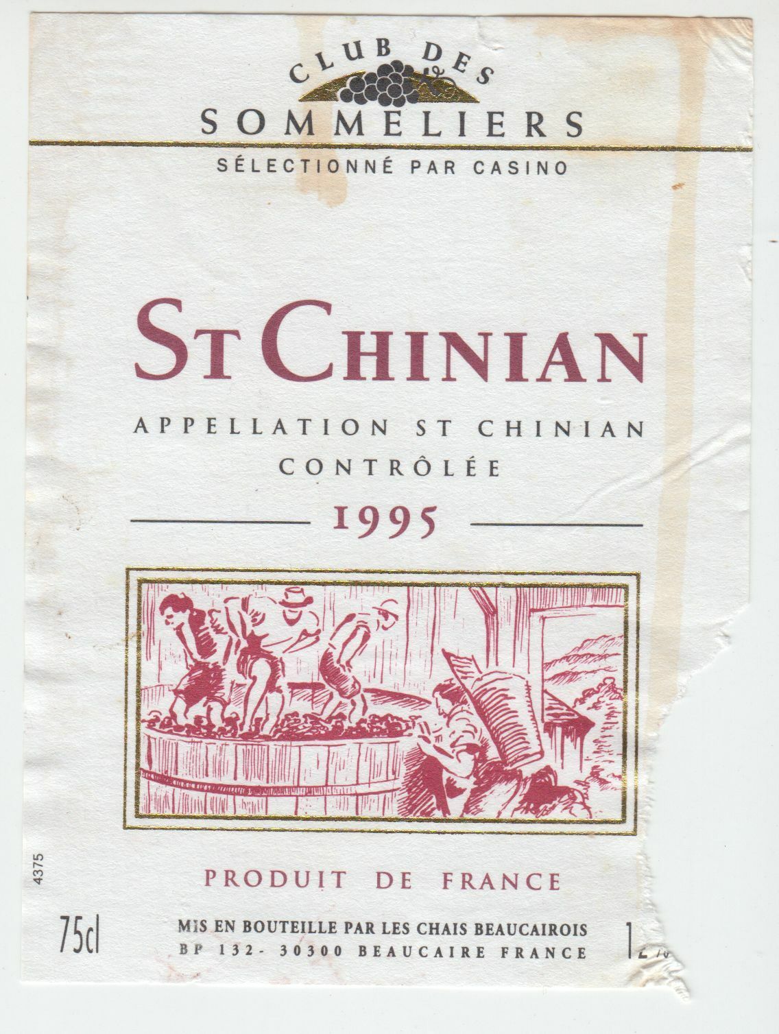 ETIQUETTE DE VIN SAINT CHINIAN 1995 402654737200