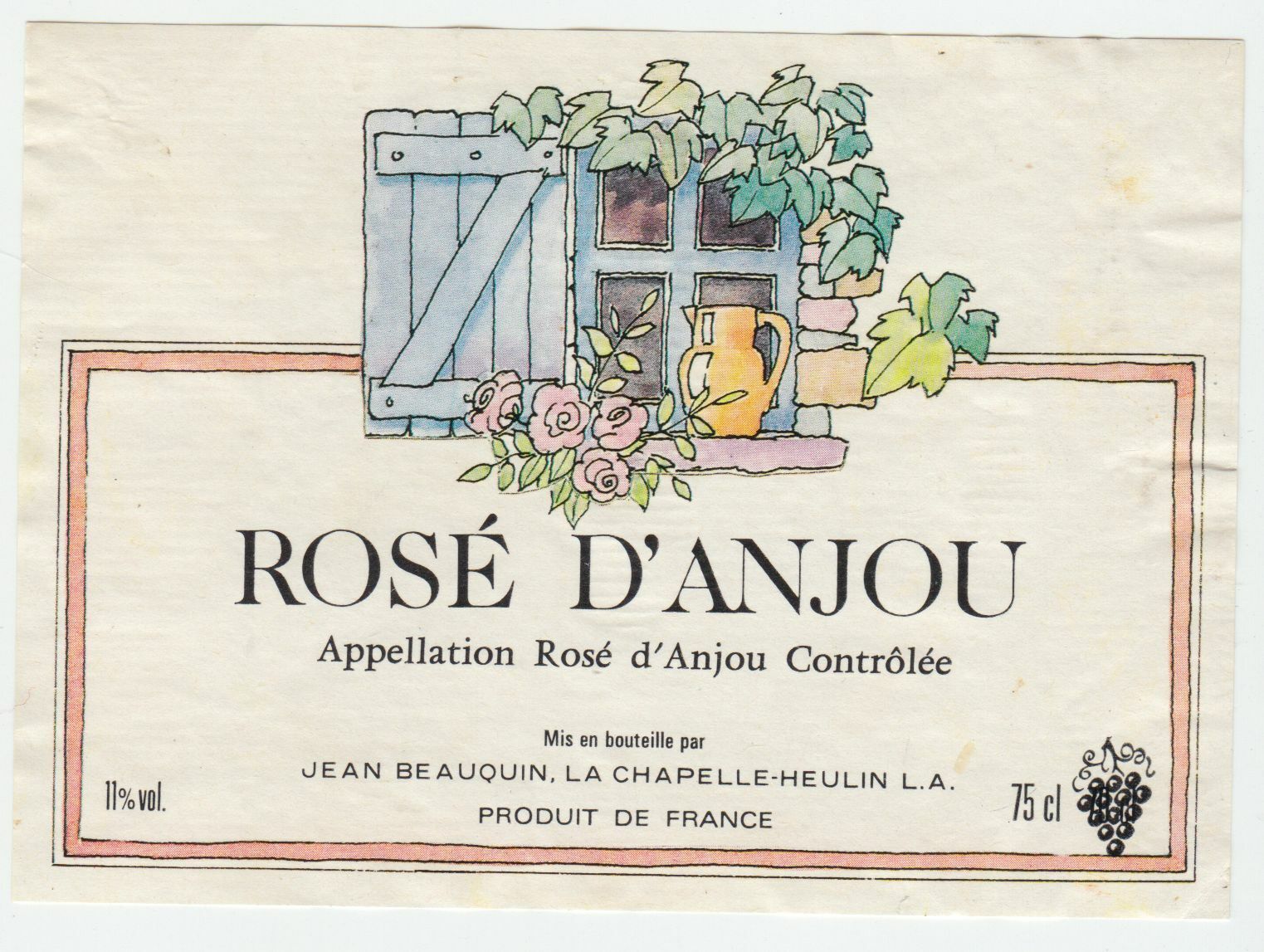 ETIQUETTE DE VIN SAUMUR ROSE D ANJOU JEAN BEAUQUIN 402631697820