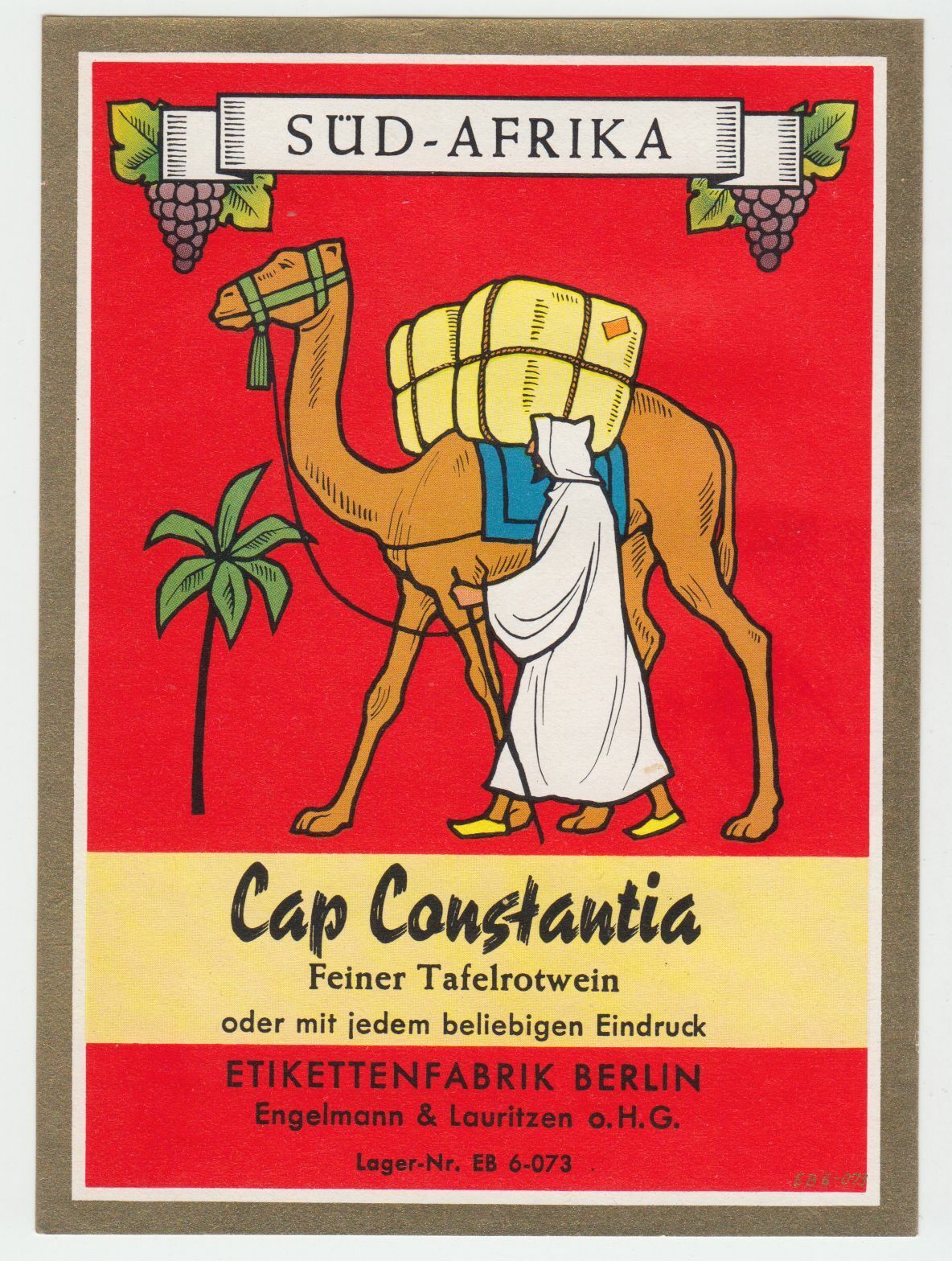 ETIQUETTE DE VIN SUD AFRIKA CAP CONSTANTIA FEINER TAFELROTWEIN 124438225780