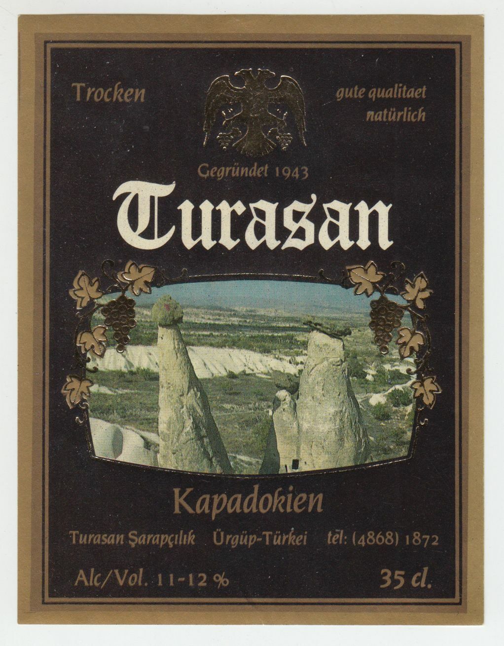 ETIQUETTE DE VIN TURQUIE TURASAN KAPADOKIEN 402553003220