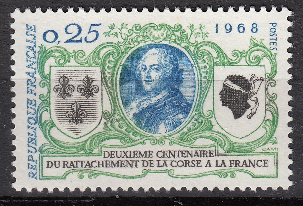 FRANCE TIMBRE NEUF N 1572 RATTACHEMENT DE LA CORSE LOUIS XV 401079608580